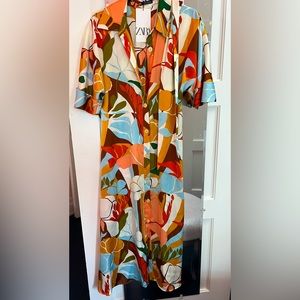 Long Zara Botton up silk dress